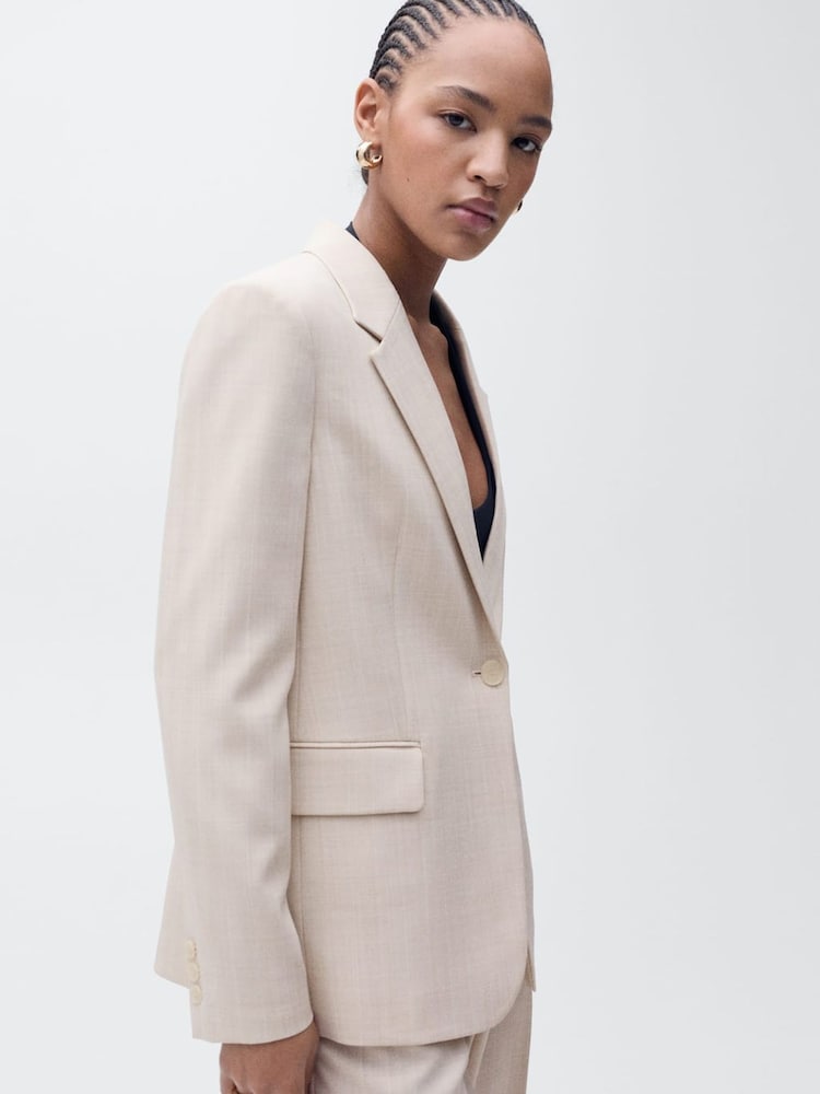 Mango Cream Structured Suit Jacket - Image 2 of 7
