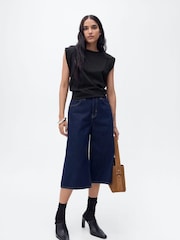 Mango Black Short-Sleeved Cotton Tank Top - Image 1 of 6