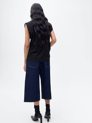 Mango Black Short-Sleeved Cotton Tank Top - Image 2 of 6