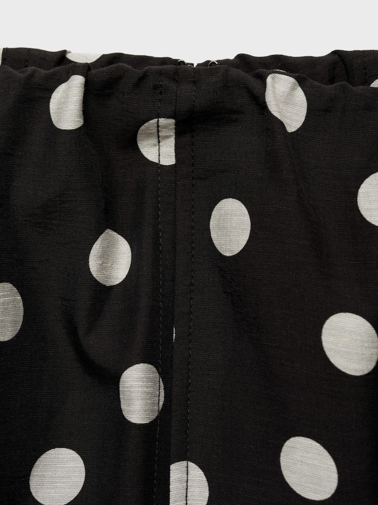 Mango Black Bardot Off Shoulder Polka Dot Occasion Midi Dress - Image 6 of 6