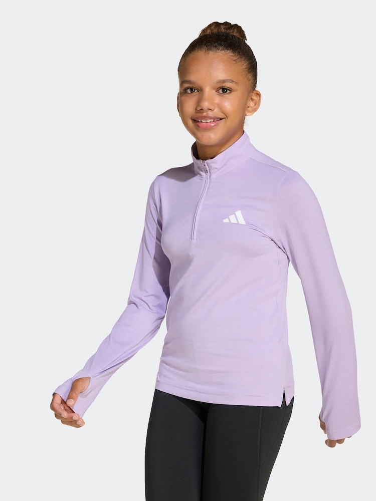 adidas White All Sports Favorite 1/4 Zip Long Sleeve Kids Sweat Top - Image 1 of 6