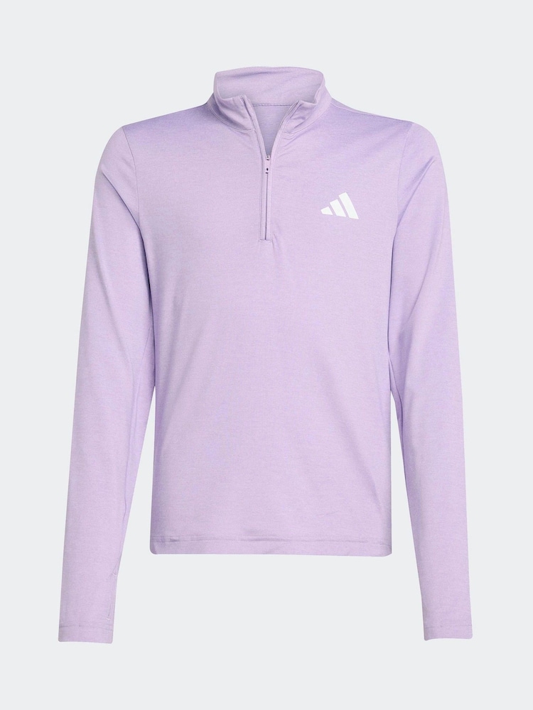adidas White All Sports Favorite 1/4 Zip Long Sleeve Kids Sweat Top - Image 6 of 6