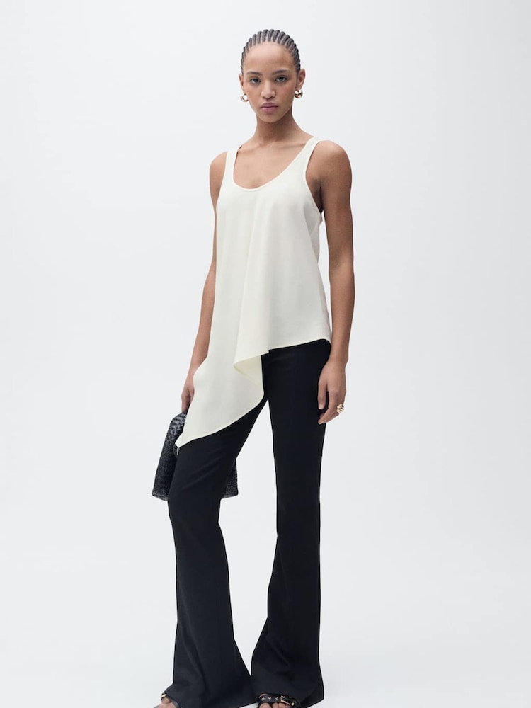 Mango Cream Sleeveless Asymmetric Top - Image 1 of 6