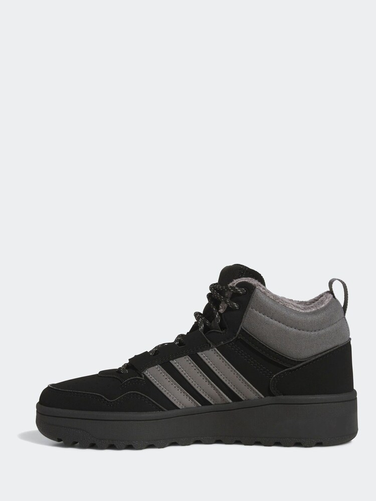 adidas Black Hoops 4.0 Mid Lace Kids Trainers - Image 2 of 9