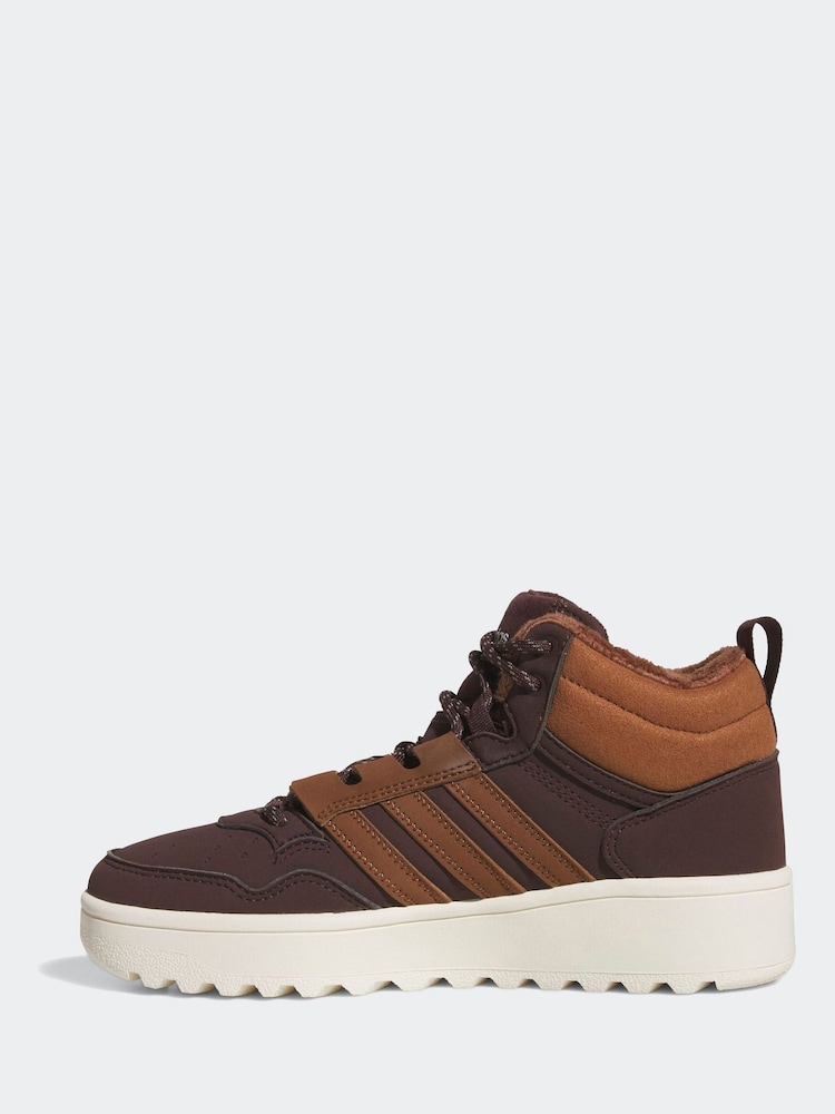 adidas Brown Hoops 4.0 Mid Lace Kids Trainers - Image 2 of 9 adidas Brown Hoops 4.0 Mid Lace Kids Trainers - Image 2 of 9