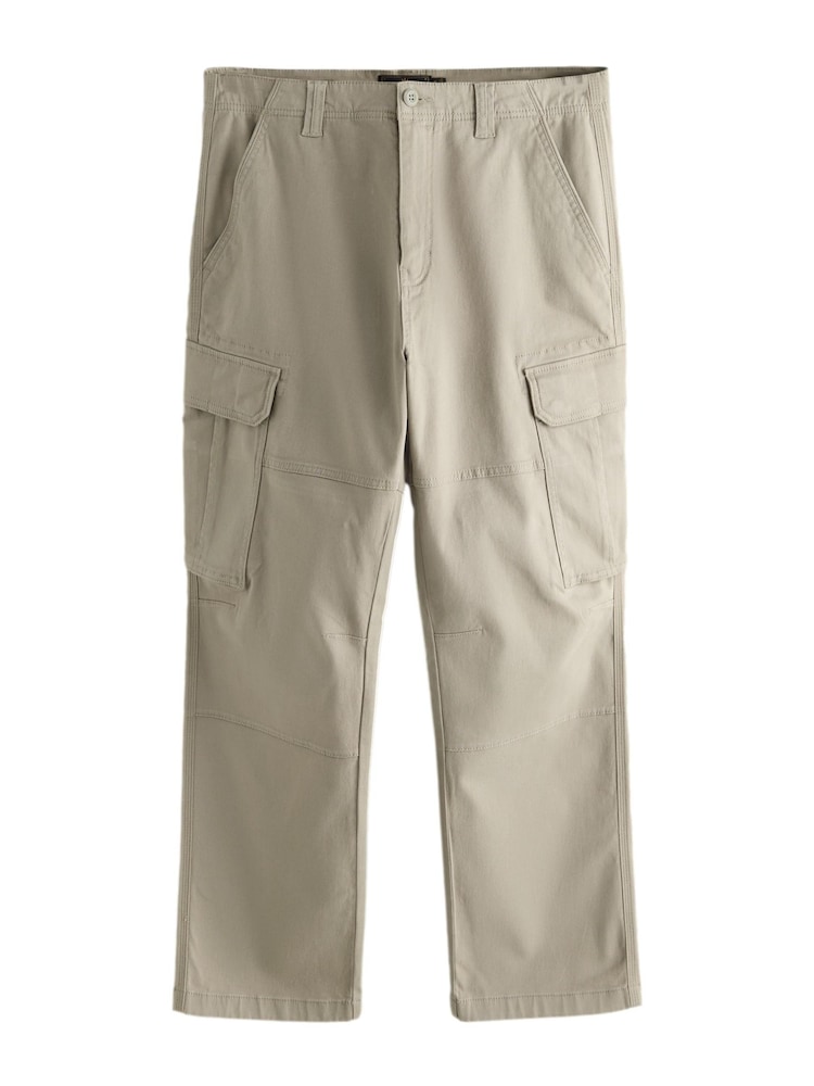 Stone Cotton Stretch Cargo Trousers - Image 7 of 7