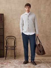 Azul marino - Single Pleated Herringbone Trousers - Imagen 1 de 11
