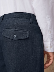 Azul marino - Single Pleated Herringbone Trousers - Imagen 6 de 11