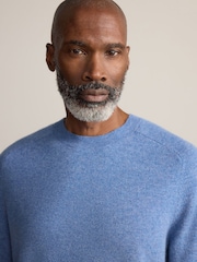 Blue Regular Fit Signature 100% Cashmere Crew Neck Jumper - Image 1 of 8