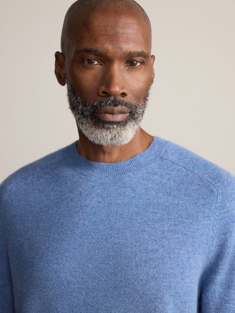 Blue Regular Fit Signature 100% Cashmere Crew Neck Jumper - Image 1 of 8