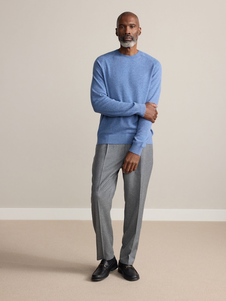 Blue Regular Fit Signature 100% Cashmere Crew Neck Jumper - Image 2 of 8