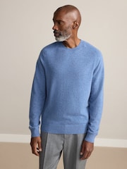 Blue Regular Fit Signature 100% Cashmere Crew Neck Jumper - Image 4 of 8