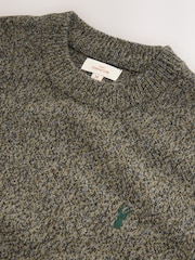Green Regular Fit Signature 100% Lambswool Stag Crew Jumper - Image 10 of 10