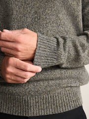 Green Regular Fit Signature 100% Lambswool Stag Crew Jumper - Image 7 of 10