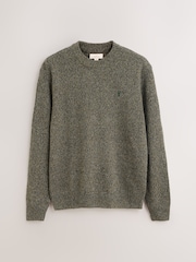 Green Regular Fit Signature 100% Lambswool Stag Crew Jumper - Image 8 of 10