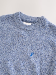 Light Blue Regular Fit Signature 100% Lambswool Stag Crew Jumper - Image 10 of 10