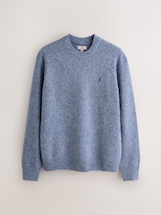 Light Blue Regular Fit Signature 100% Lambswool Stag Crew Jumper - Image 8 of 10