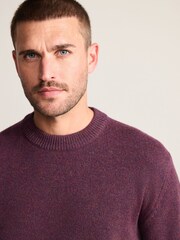 Burgundy Red Regular Fit Signature Lambswool Crew Neck Jumper - Image 1 of 5