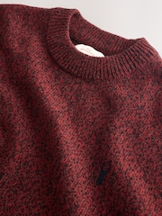 Burgundy Red Regular Fit Signature 100% Lambswool Stag Crew Jumper - Image 10 of 12