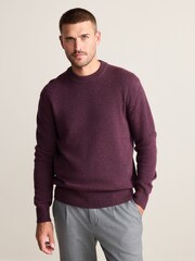 Burgundy Red Regular Fit Signature Lambswool Crew Neck Jumper - Image 2 of 5