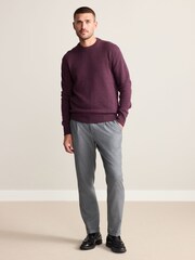 Burgundy Red Regular Fit Signature Lambswool Crew Neck Jumper - Image 5 of 5