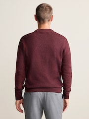 Burgundy Red Regular Fit Signature 100% Lambswool Stag Crew Jumper - Image 6 of 12