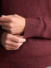 Burgundy Red Regular Fit Signature 100% Lambswool Stag Crew Jumper - Image 7 of 12