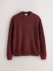 Burgundy Red Regular Fit Signature 100% Lambswool Stag Crew Jumper - Image 8 of 12