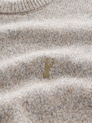 Neutral Regular Fit Signature 100% Lambswool Stag Crew Jumper - Image 10 of 10