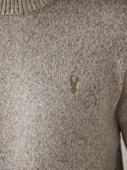 Neutral Regular Fit Signature 100% Lambswool Stag Crew Jumper - Image 7 of 10