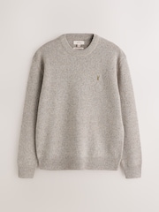 Neutral Regular Fit Signature 100% Lambswool Stag Crew Jumper - Image 8 of 10