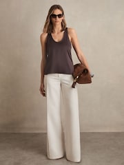 Reiss Mauve Jet Silk Scoop-Neck Vest - Image 1 of 6