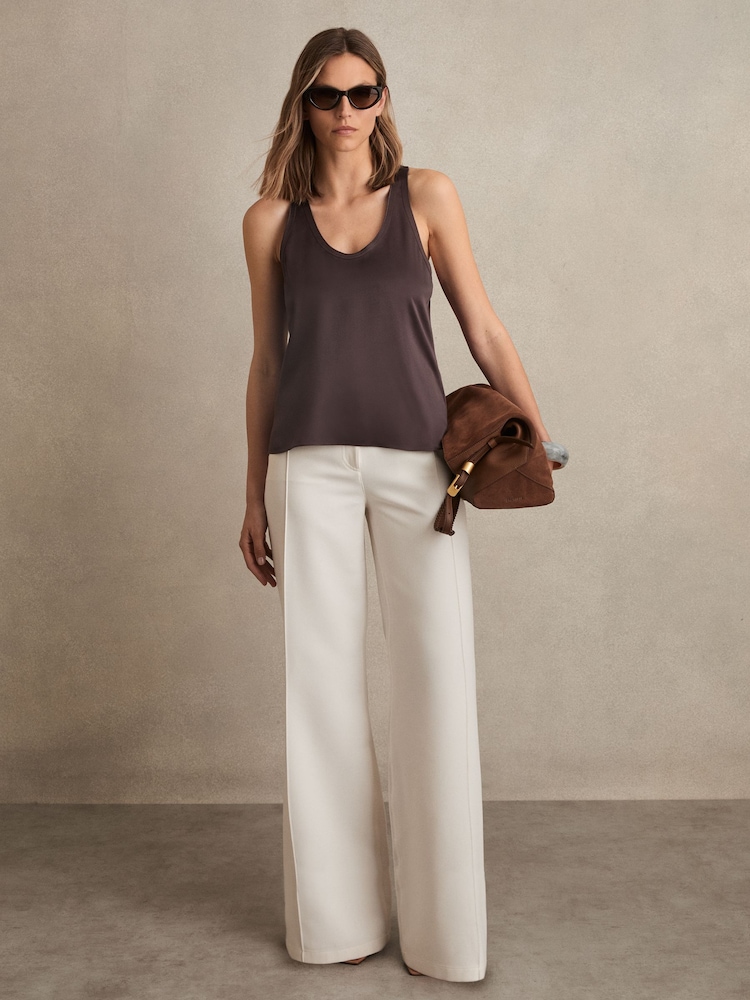 Reiss Mauve Jet Silk Scoop-Neck Vest - Image 1 of 6