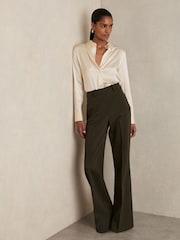 Reiss Ivory Ameira Silk-Satin Concealed-Placket Shirt - Image 3 of 7