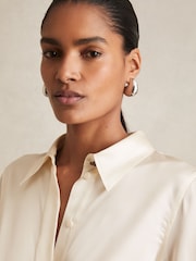 Reiss Ivory Ameira Silk-Satin Concealed-Placket Shirt - Image 4 of 7