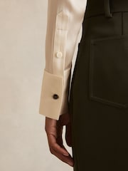 Reiss Ivory Ameira Silk-Satin Concealed-Placket Shirt - Image 5 of 7