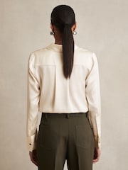 Reiss Ivory Ameira Silk-Satin Concealed-Placket Shirt - Image 6 of 7