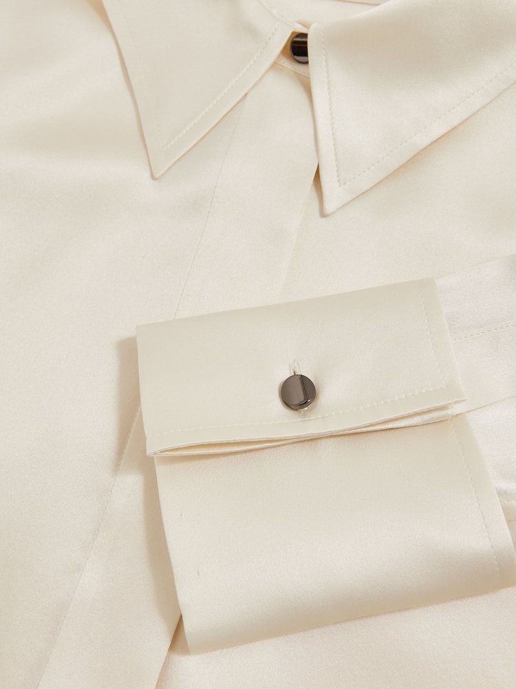 Reiss Ivory Ameira Silk-Satin Concealed-Placket Shirt - Image 7 of 7