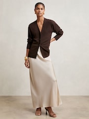 Reiss Champagne Neutral Saskia Silk Slip Maxi Skirt - Image 1 of 6