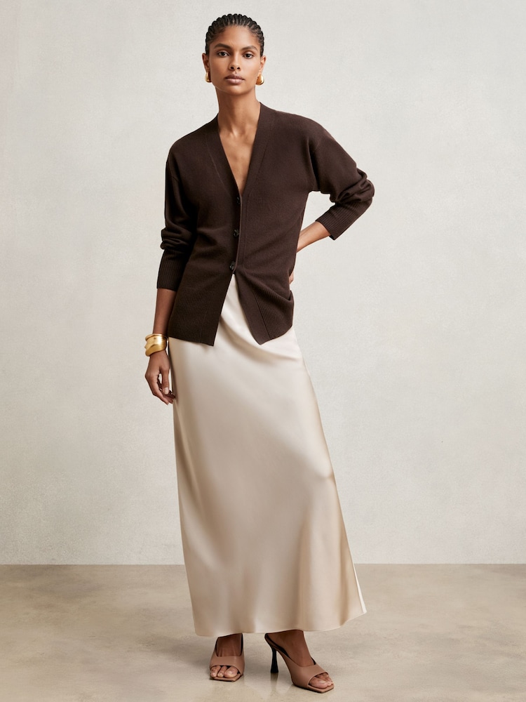 Reiss Champagne Neutral Saskia Silk Slip Maxi Skirt - Image 1 of 6