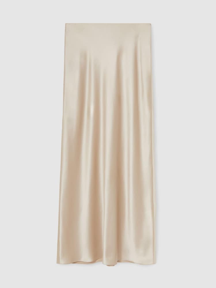 Reiss Champagne Neutral Saskia Silk Slip Maxi Skirt - Image 2 of 6