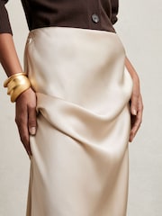 Reiss Champagne Neutral Saskia Silk Slip Maxi Skirt - Image 3 of 6