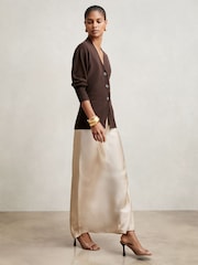 Reiss Champagne Neutral Saskia Silk Slip Maxi Skirt - Image 4 of 6