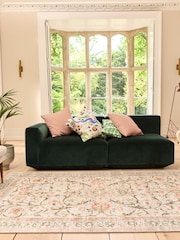 Hug Rug Beige Green Floral British Mde Washable Country Paisley Rug - Image 1 of 6