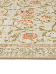 Hug Rug Beige Green Floral British Mde Washable Country Paisley Rug - Image 5 of 6