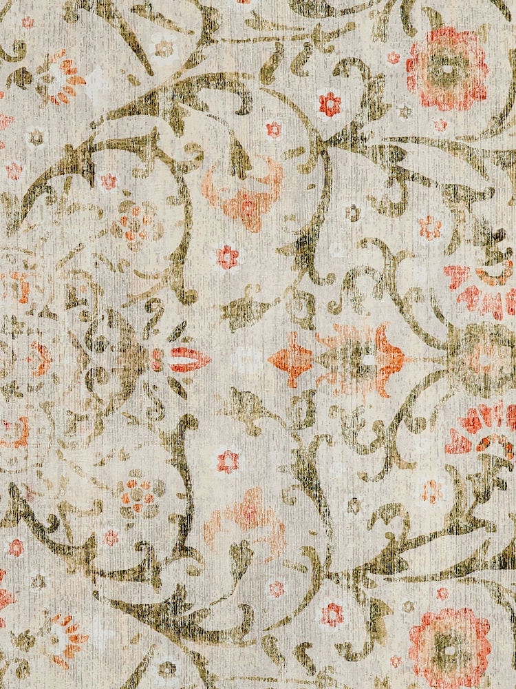 Hug Rug Beige Green Floral British Mde Washable Country Paisley Rug - Image 6 of 6