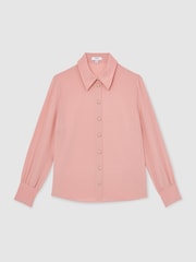 Reiss Pink Gianna Silk Embossed-Button Shirt - Image 2 of 5