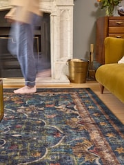 Hug Rug Navy Blue British Made Washable Midnight Paisley Runner - Image 1 of 4