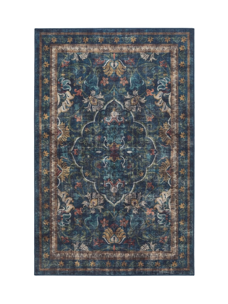 Hug Rug Navy Blue British Made Washable Midnight Paisley Runner - Image 2 of 4