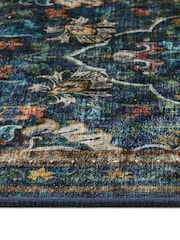 Hug Rug Navy Blue British Made Washable Midnight Paisley Runner - Image 3 of 4
